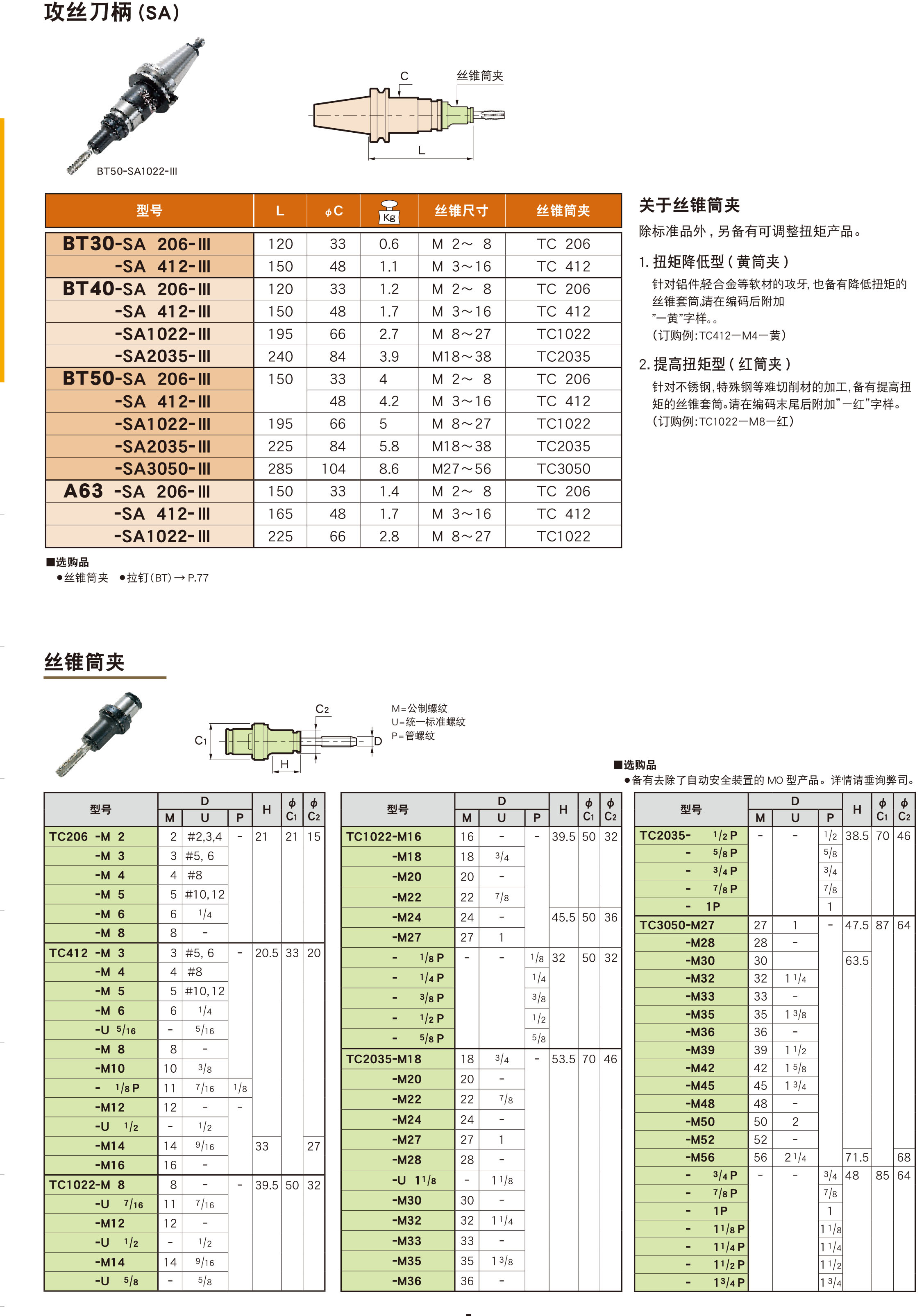 攻丝刀柄SA